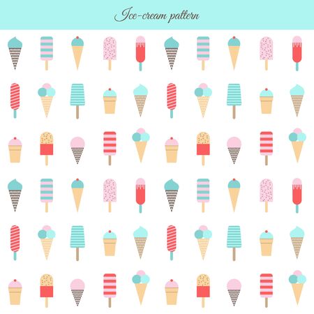 Ice cream pattern. Seamless background. Vector.のイラスト素材