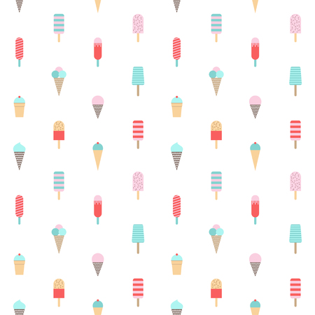 Ice cream pattern. Seamless background. Vector.のイラスト素材