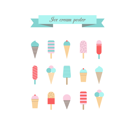Ice cream poster. Retro style. Vector.のイラスト素材