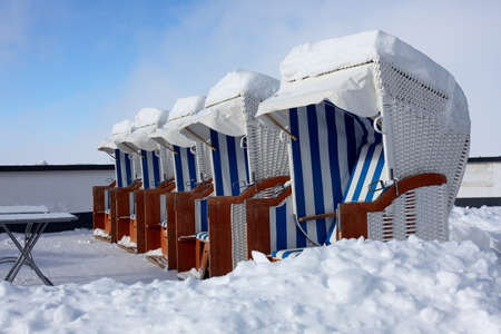 Beach corbs covered with snow at Patscherkofel, Austriaの写真素材