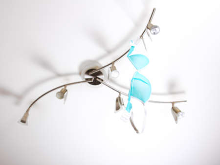 Woman s underwear on the lampの写真素材