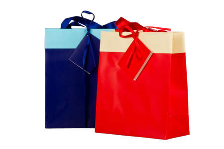 Blue and red paper bags (presents)の写真素材