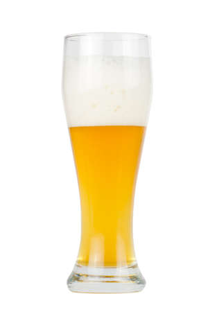 A glass of beer on whiteの写真素材
