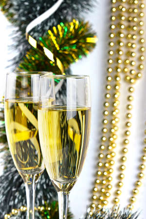 Christmas composition with champagneの写真素材