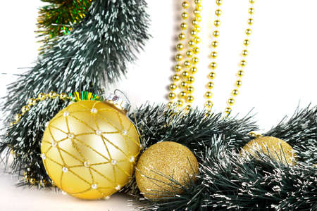 Christmas composition with golden ballsの写真素材