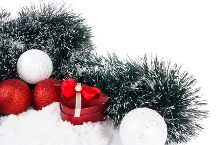 Christmas composition with balls and presentの写真素材