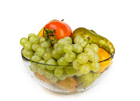 Fresh fruits on white backgroundの写真素材