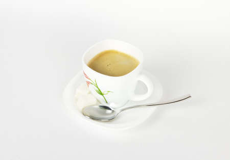 A cup of coffee on white backgroundの写真素材