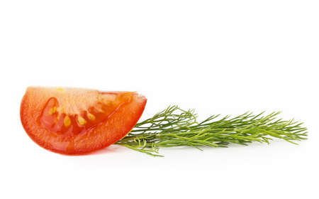 Tomato vegetable cut on white backgroundの写真素材