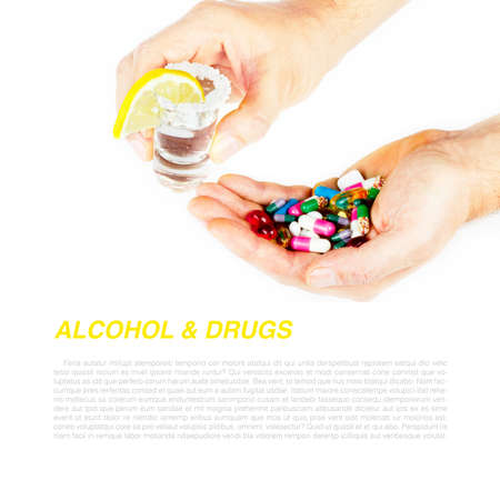 Alcohol and medicineの写真素材