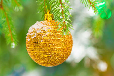 Christmas balls outdoorsの写真素材