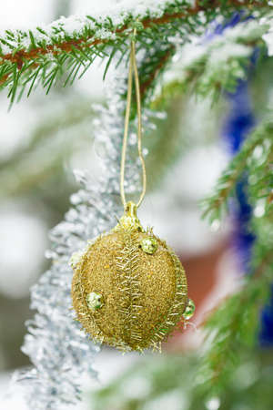 Christmas balls outdoorsの写真素材