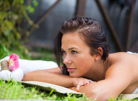 Pretty young woman relaxの写真素材