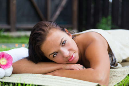 Pretty young woman relaxの写真素材