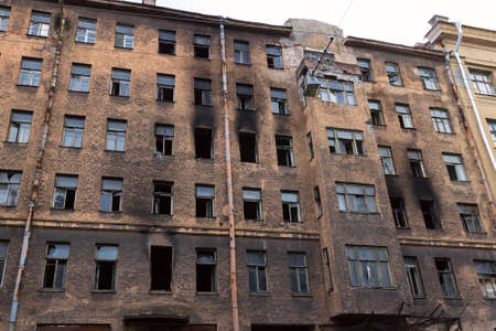 Left burned buildingの写真素材