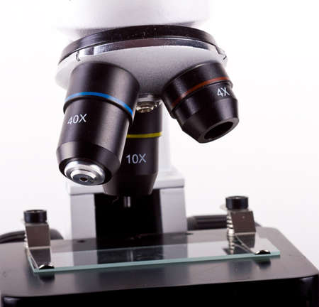Microscope isolated on whiteの写真素材