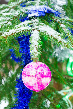 Christmas balls outdoorsの写真素材