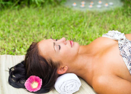 Pretty young woman relaxの写真素材