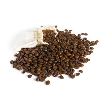 Coffee beans on white backroundの写真素材
