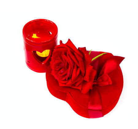 Valentine's composition on white backgroundの写真素材