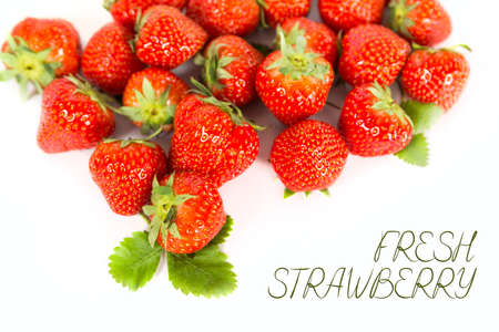Fresh juicy aroma strawberries on white backgroundの写真素材