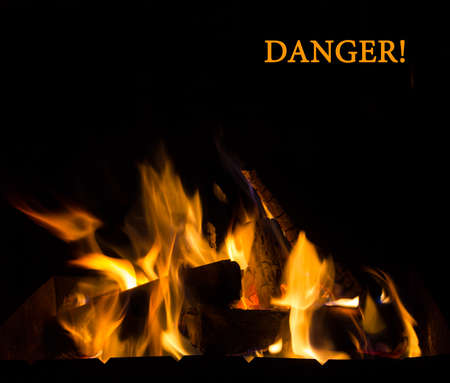 Fire in the furnace fireplace winter season