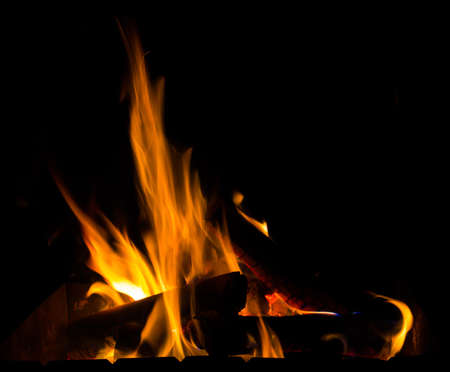 Fire in the furnace fireplace winter season