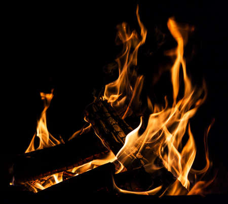 fire in a fireplaceの写真素材