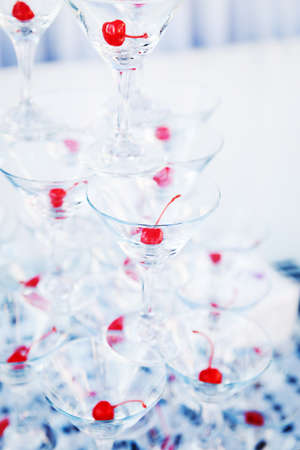 Pyramid champagne martini glassesの写真素材