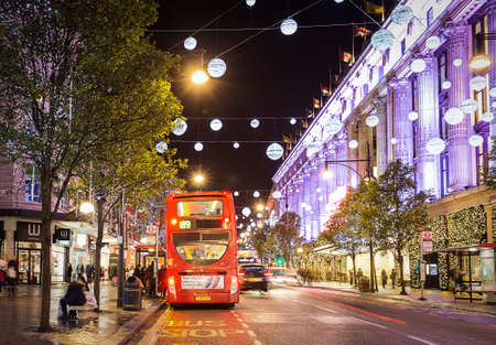13 November 2014 Oxford Street, London, decorated for Christmas and New 2015 Yearのeditorial素材