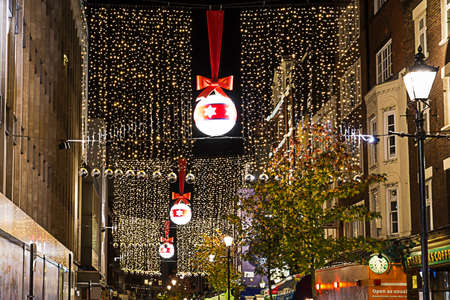 13 November 2014 Oxford Street, London, decorated for Christmas and New 2015 Yearのeditorial素材