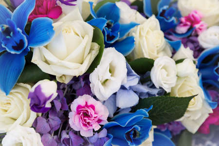 Orchid rose hortensia and hydrangea perfect flower bouquetの写真素材