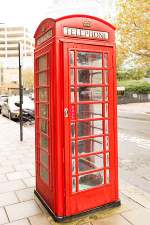 Famous classic English red telephone box