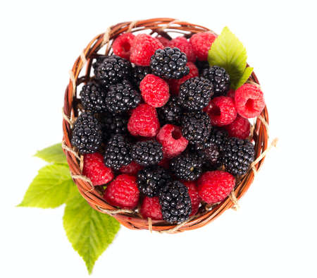 Blackberry and raspberryの写真素材