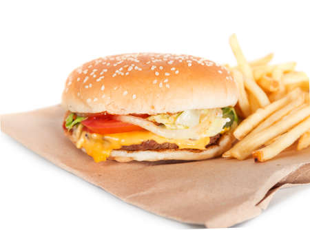 Burger with french friesの写真素材