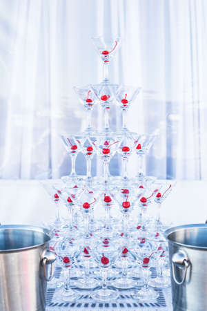 Pyramid champagne martini glassesの写真素材