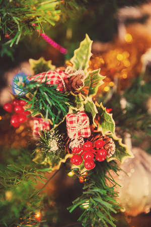 mistletoe on a Christmas treeの写真素材