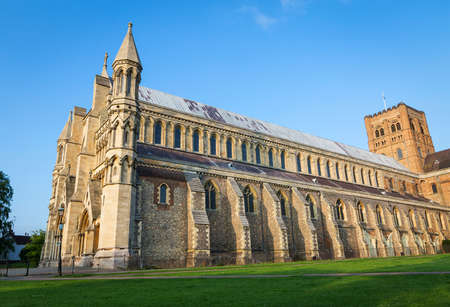 Cathedral and Abbey Church of Saint Alban in St.Albans england united kingdom ukの写真素材