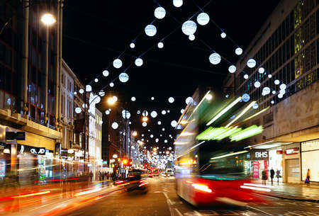 13 November 2014 Oxford Street, London, decorated for Christmas and New 2015 Yearのeditorial素材