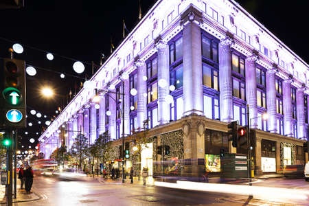 November 13, 2014 Oxford Street, London, decorated for Christmas and New Year 2015のeditorial素材