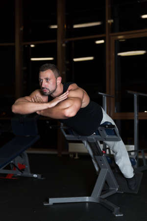Muscle Man healthy workout exercise in a gymの写真素材