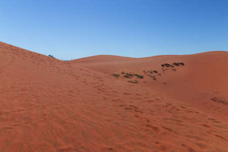 Red sand dunes in Mui Ne villiage, Vietnamの写真素材