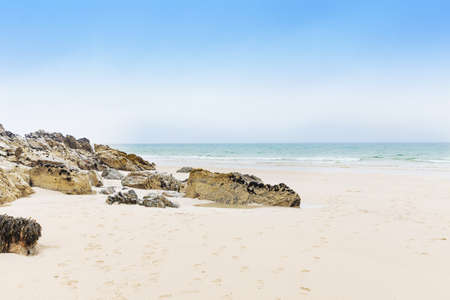 Popular St Agnes and Chapel Porth Atlantic ocean coast, Cornwall, England, United Kingdomの写真素材