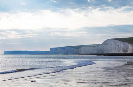 Popular white cliff Birling Gap coast, West Sussex, England, United Kingdomの写真素材