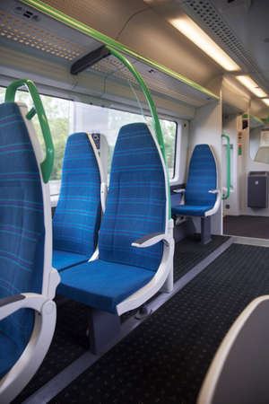 Electric blue train blue sits interior expressの写真素材