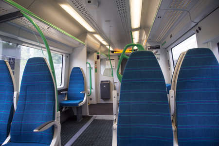 Electric train blue sits interior expressの写真素材