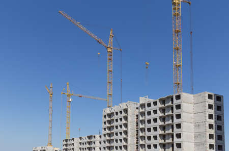 New group of construction building tenement apartment housesの写真素材