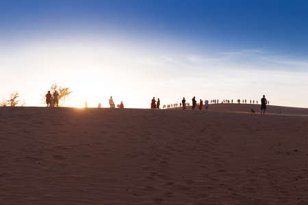 Popular Red sand dunes in Mui Ne villiage, Vietnamの写真素材