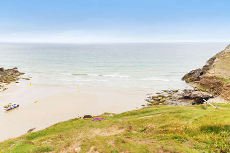 Popular St Agnes and Chapel Porth Atlantic ocean coast, Cornwall, England, United Kingdomの写真素材