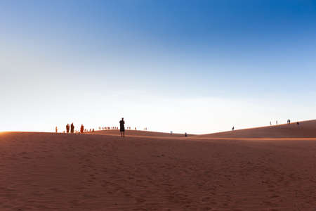 Popular Red sand dunes in Mui Ne villiage, Vietnamの写真素材